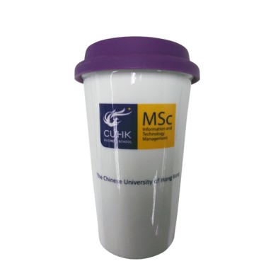 Double wall ceramic mug with silicon lid - CUHK